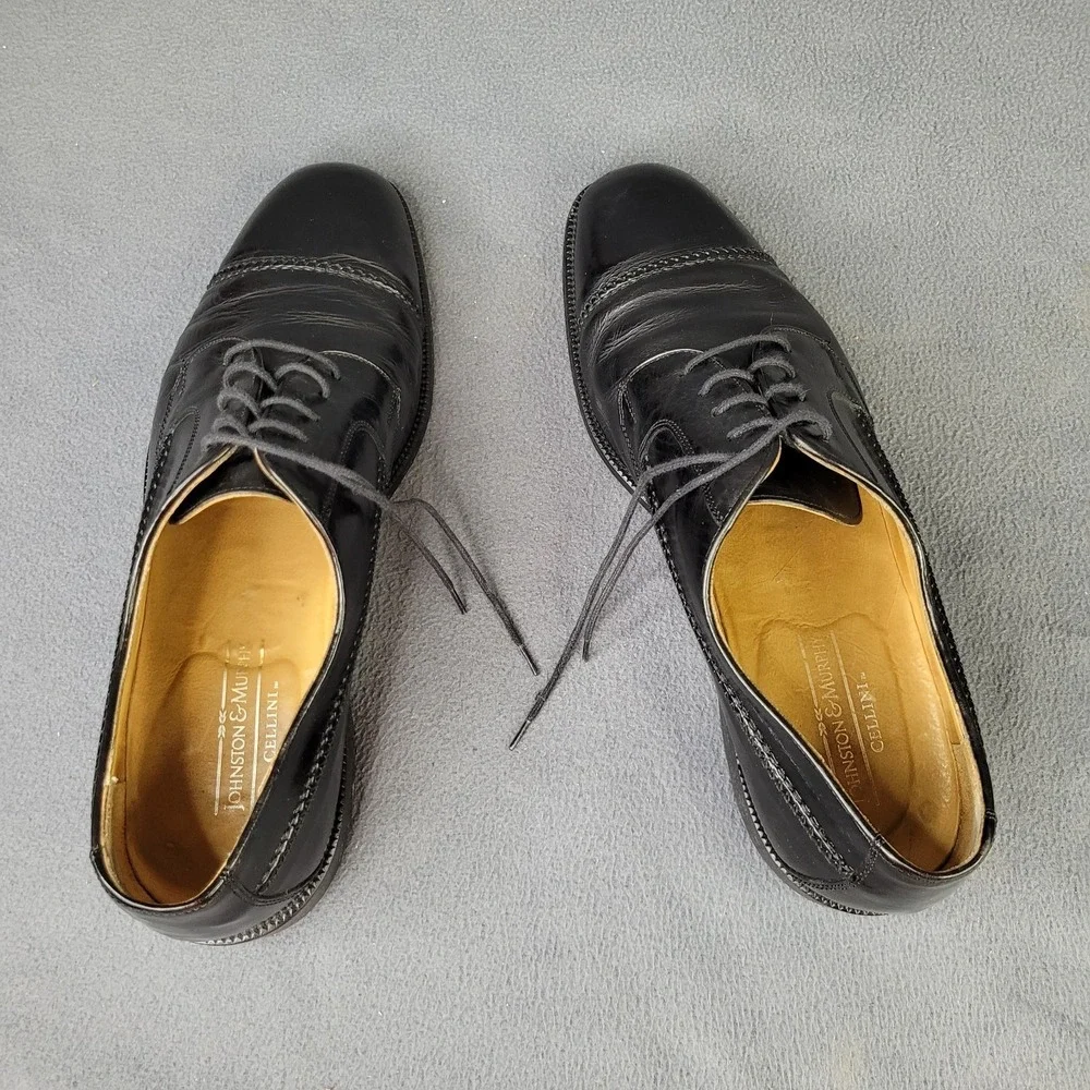 Johnston Murphy Mens Cellini Oxford Black Dress Shoes US 10 M Italy